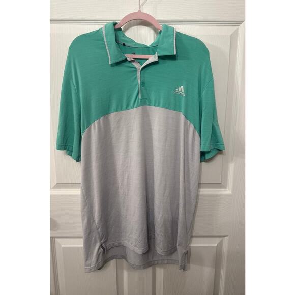 Adidas Men's Pistachio Green & Ash Gray Colorblock Ultimate365 Golf Polo, XL - Picture 1 of 7